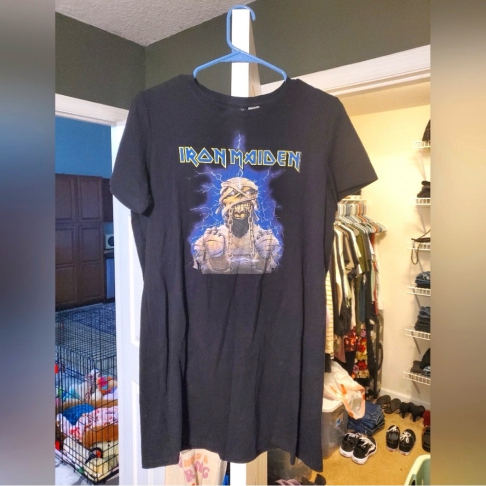 Iron Maiden Dress Black Graphic T-shirt Mini-Concert Metal Band Wear M